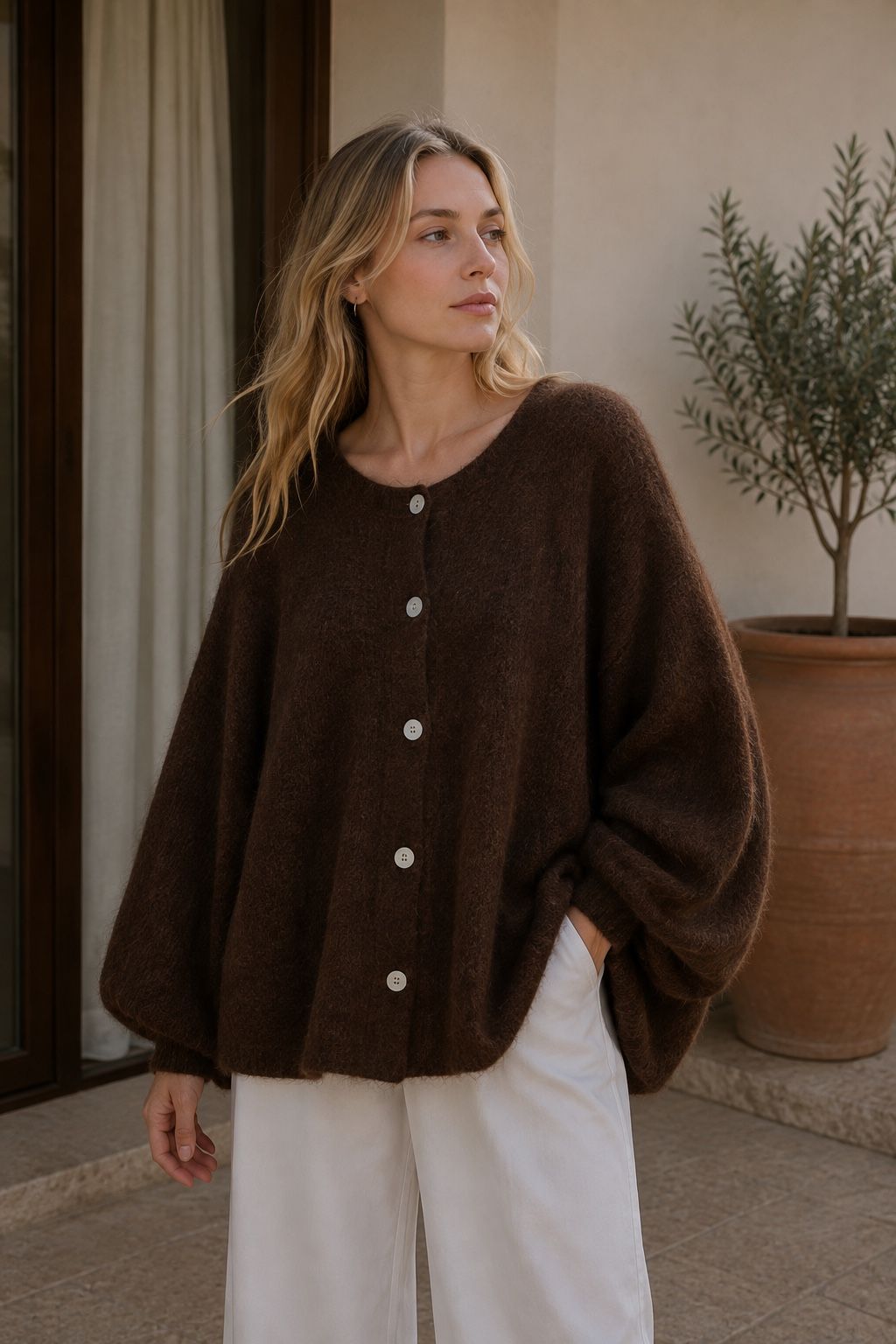 Pull gilet manches bouffantes