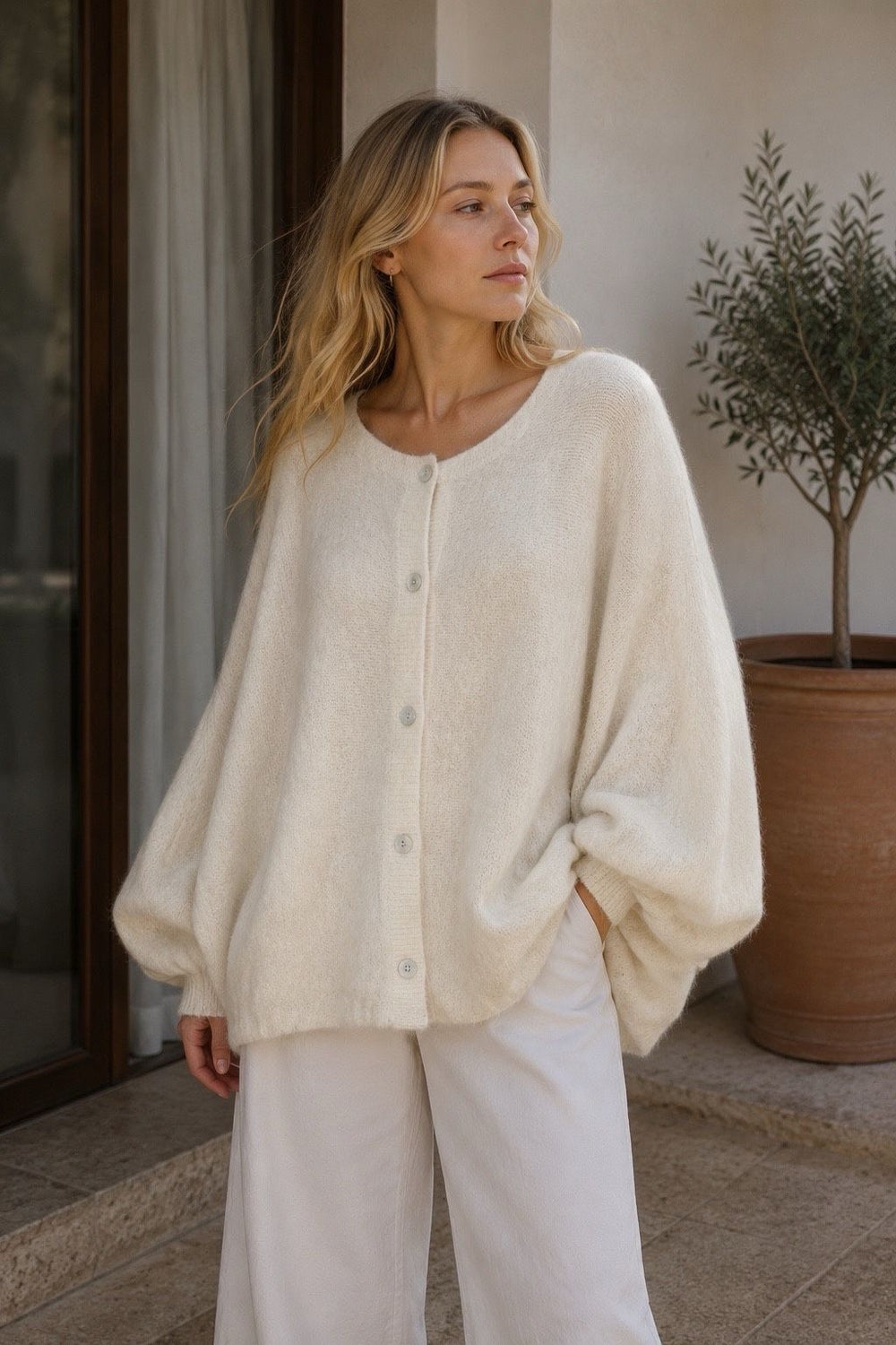 Pull gilet manches bouffantes