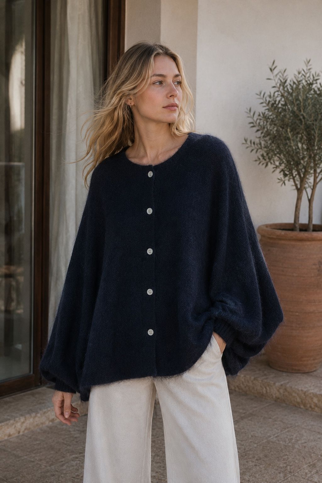 Pull gilet manches bouffantes