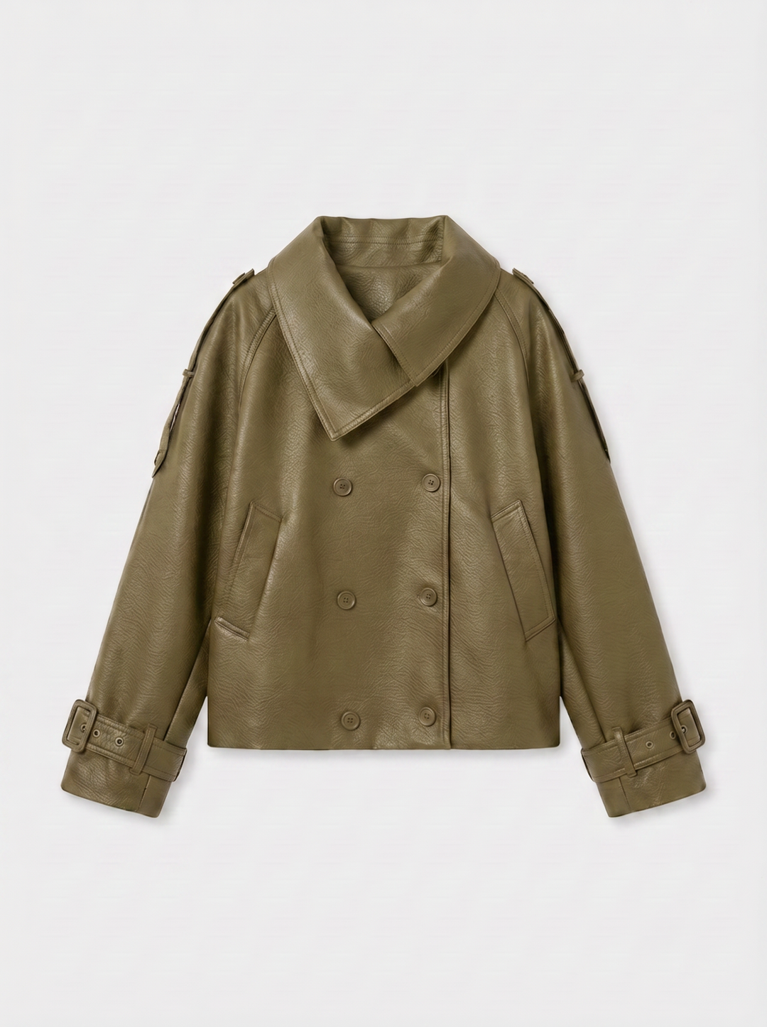 Veste similicuir col montant Vert 9514