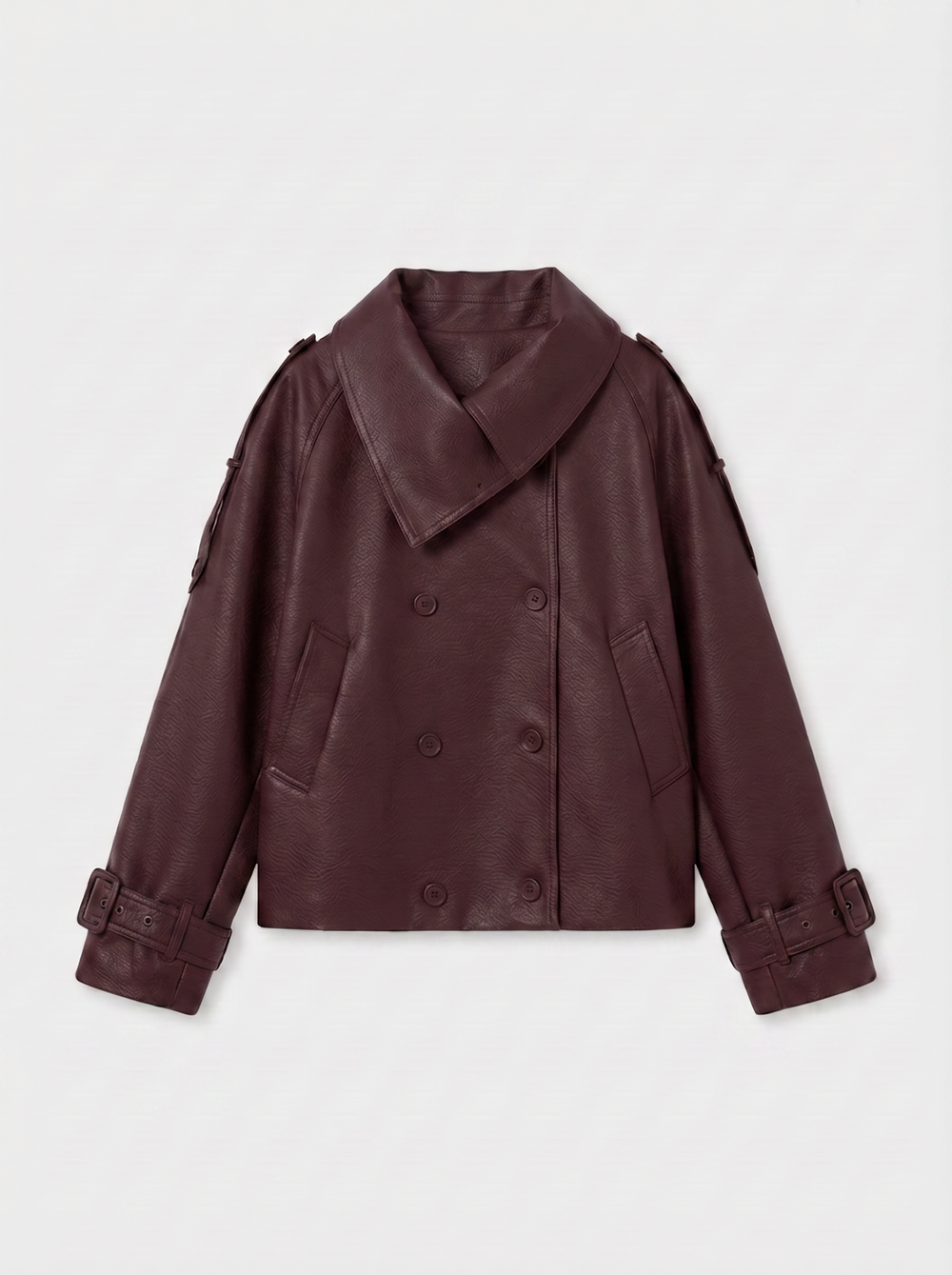 Veste similicuir col montant bordeaux 9514