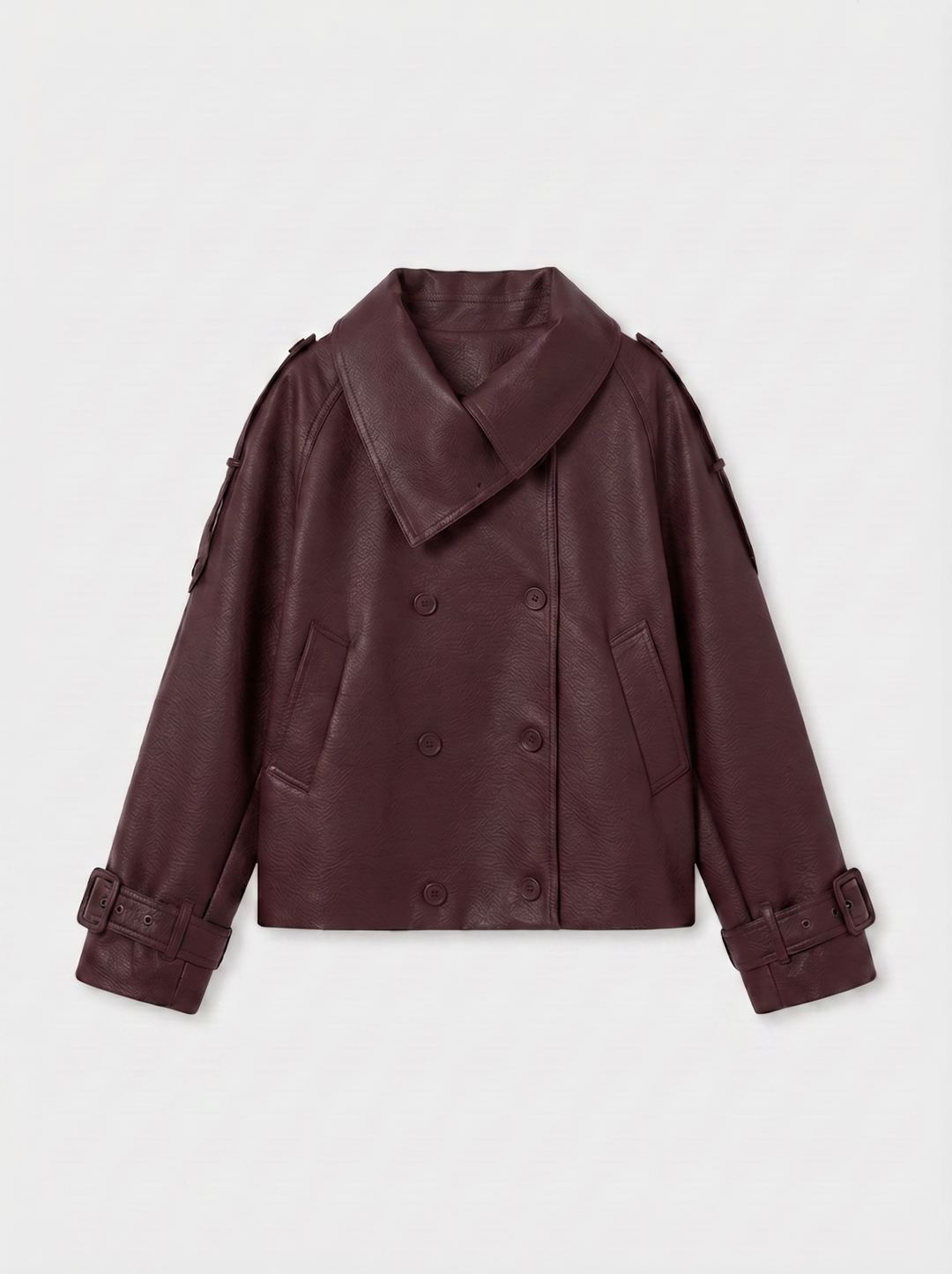Veste similicuir col montant bordeaux 9514