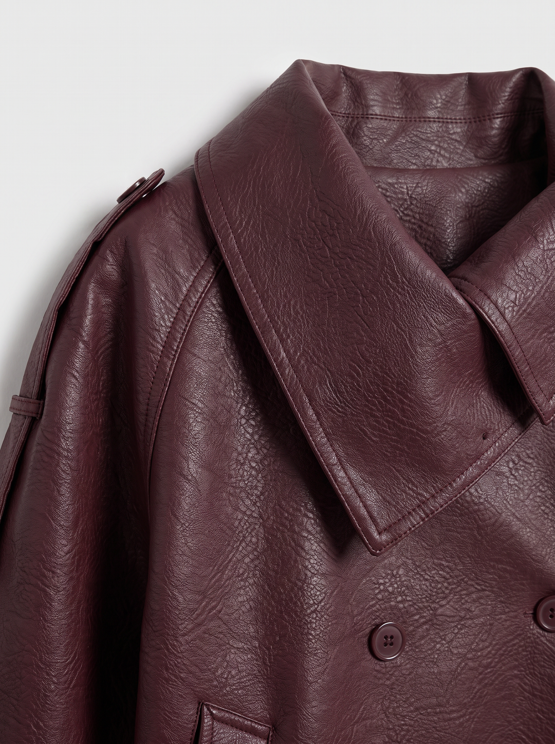 Veste similicuir col montant bordeaux 9514