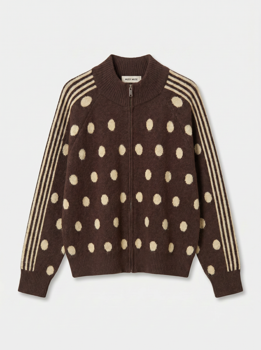 Pull gilet à pois Choco/jaune 2719