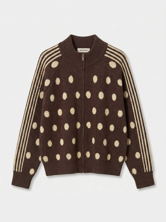 Pull gilet à pois Choco/jaune 2719