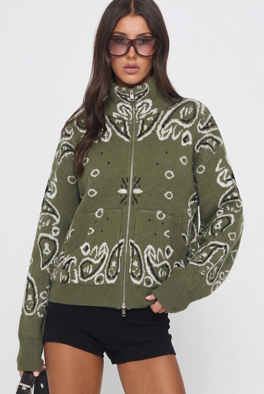 Pull gilet Bandana Kaki 06SC191