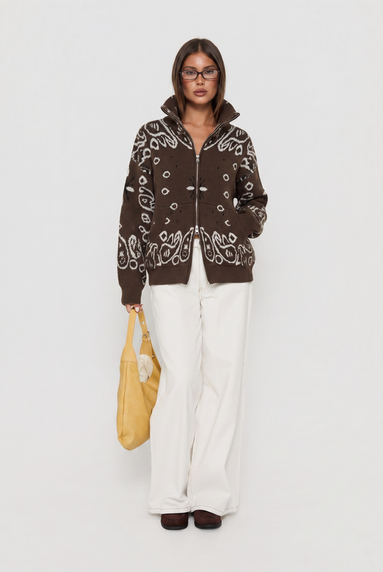 Pull gilet Bandana choco 06SC191