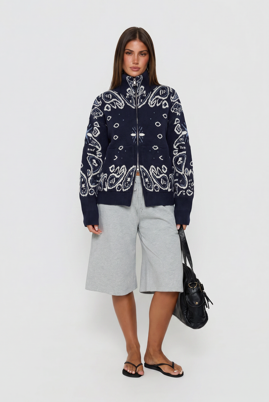 Pull gilet Bandana bleu marine 06SC191