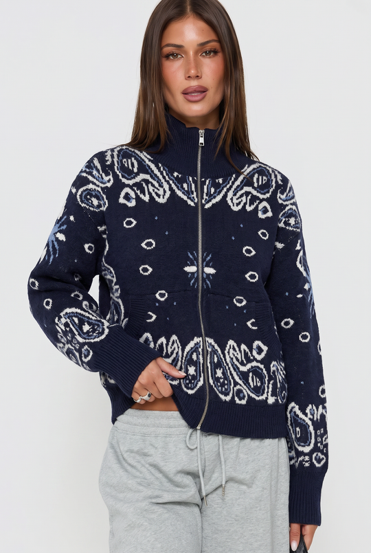 Pull gilet Bandana bleu marine 06SC191