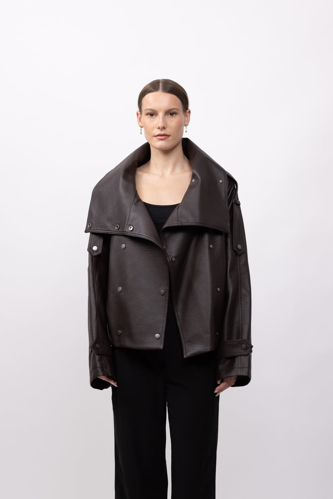 Veste similicuir grand col 8845 Noir
