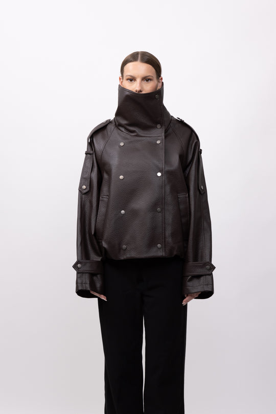 Veste similicuir grand col 8845 Noir