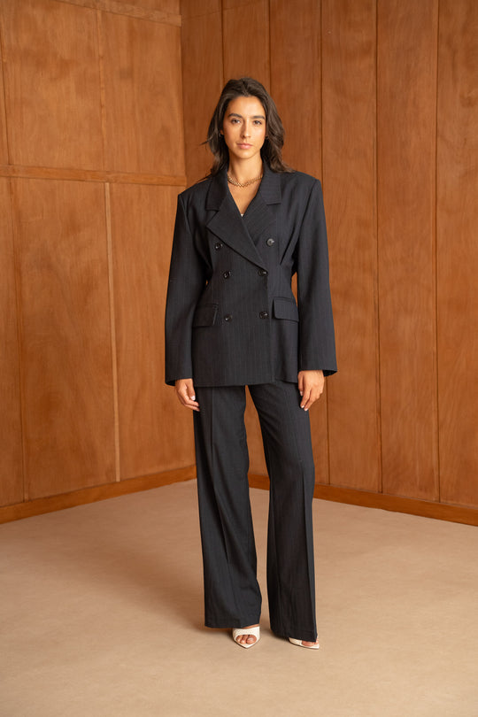 Blazer rayure pinces bleu 26172