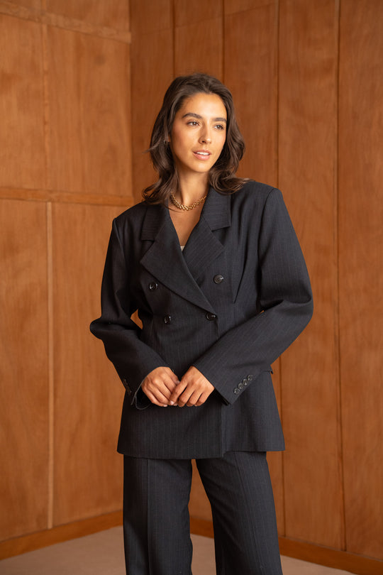 Blazer rayure pinces bleu 26172