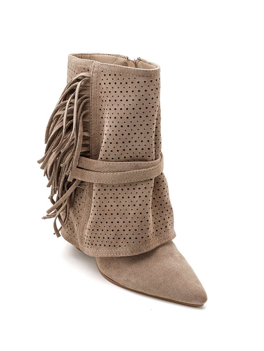 Bottine daim frange taupe 2560
