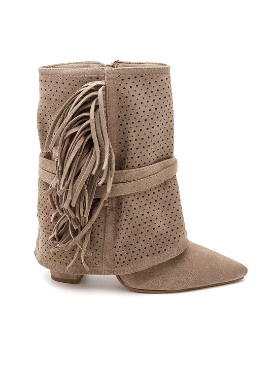 Bottine daim frange taupe 2560