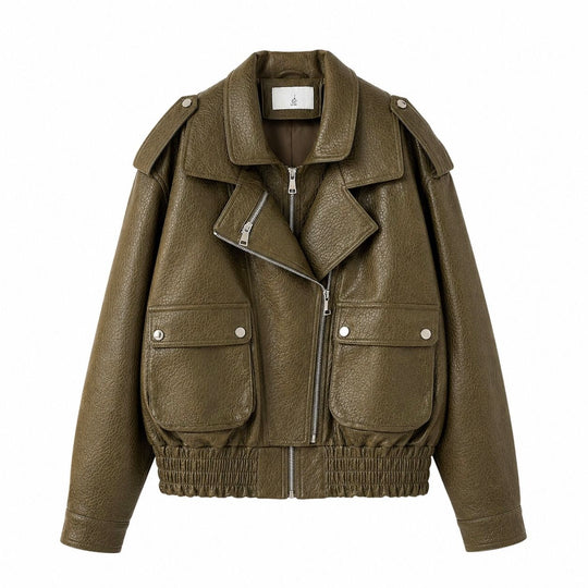 Veste similicuir Kaki 202369