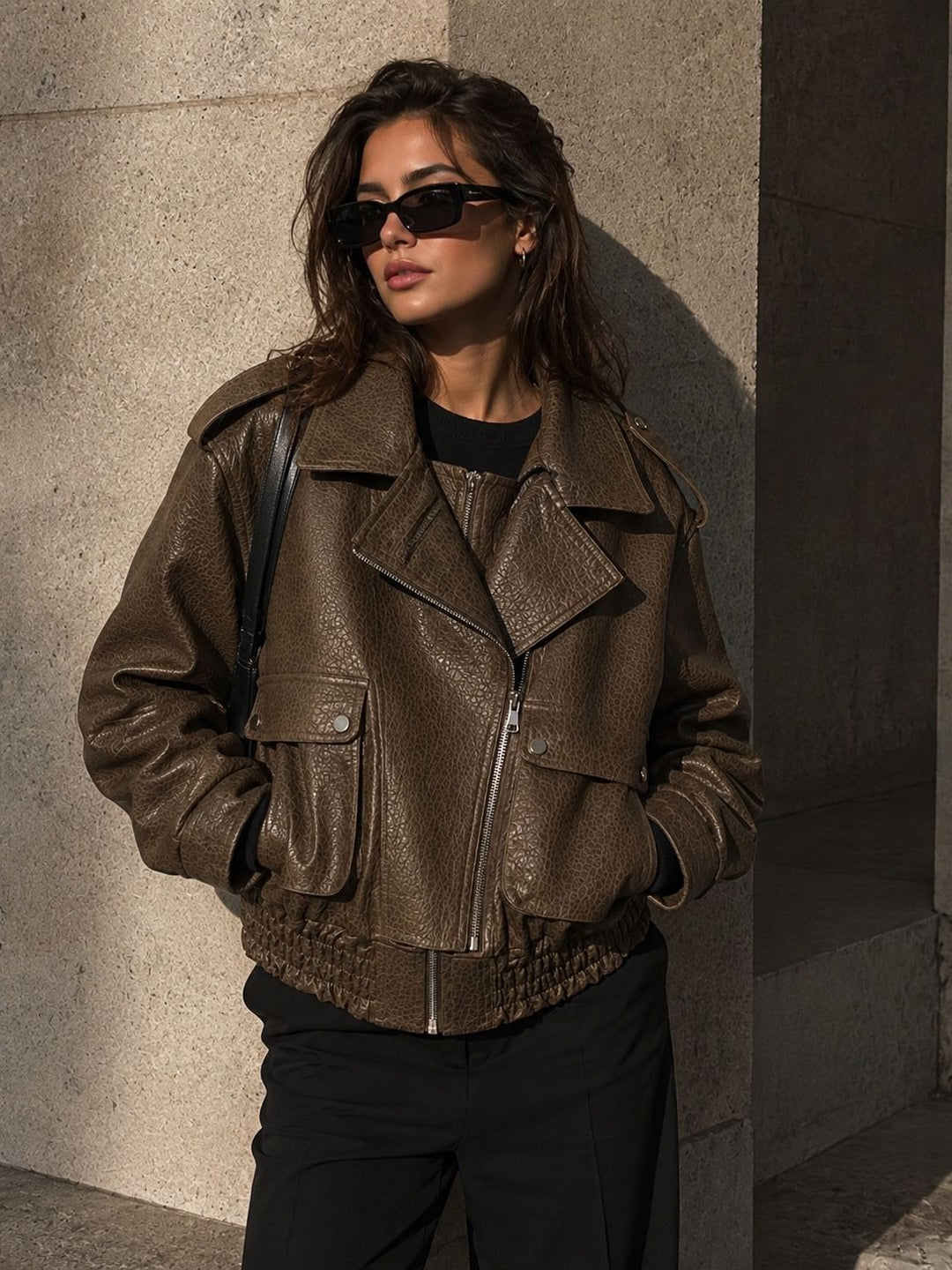Veste similicuir Taupe 202369