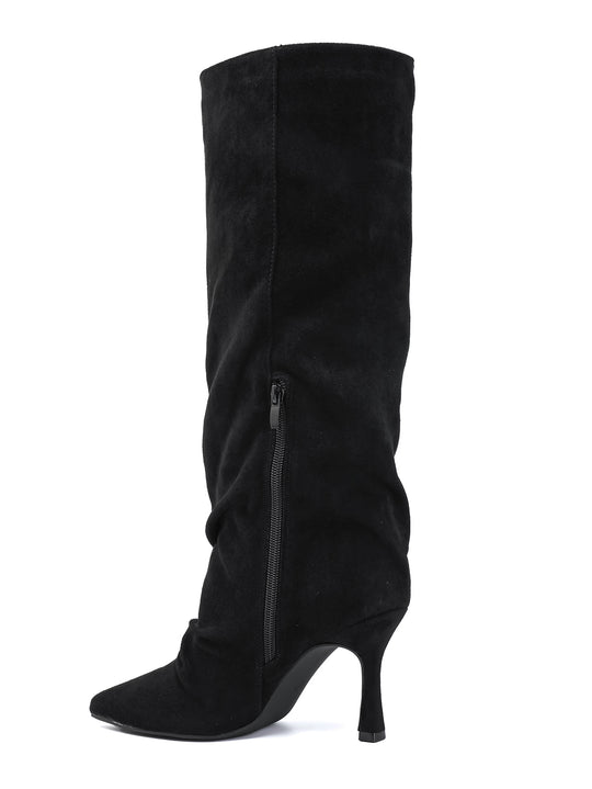 Bottes daim effet plissé 2582A Noir