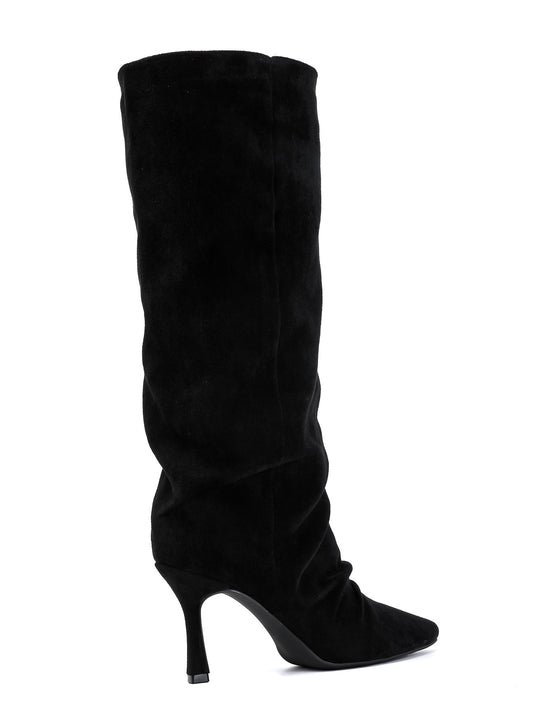 Bottes daim effet plissé 2582A Noir