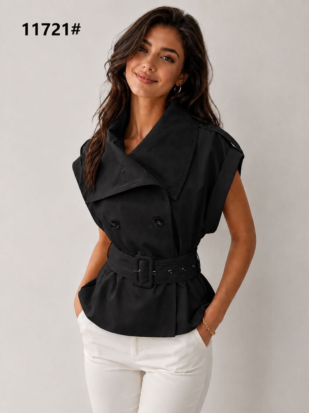 Veste Trench Sans Manches 11721 Noir