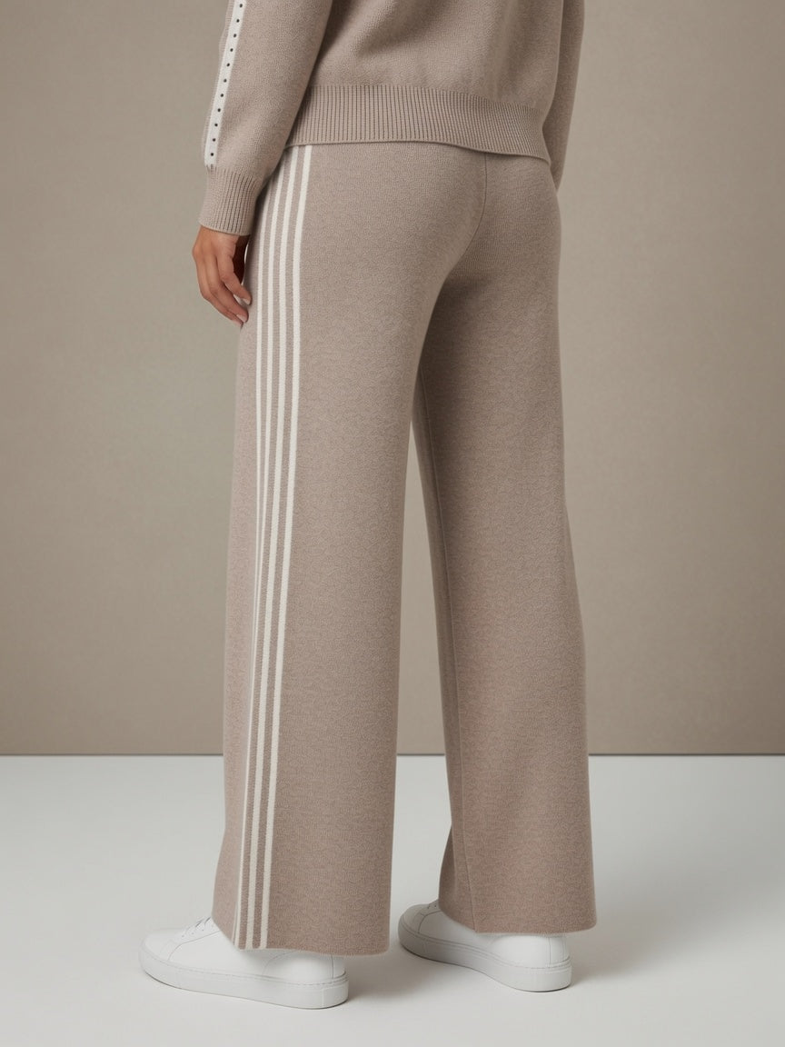 Pantalon taupe manches bandes 26630