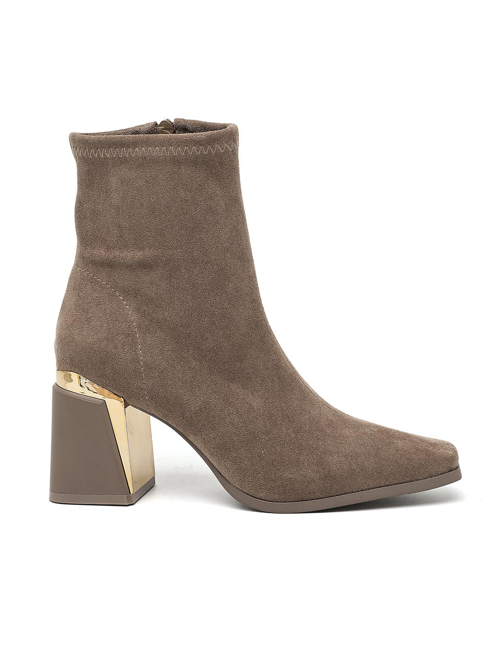 Bottine effet Daim talon carré 2908A Taupe(khaki)