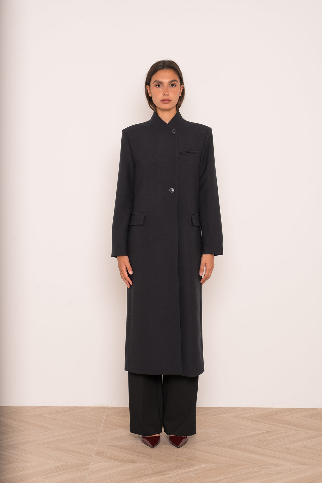 Manteau Blazer long V26168 Bleu nuit