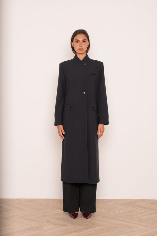 Manteau Blazer long V26168 Bleu nuit