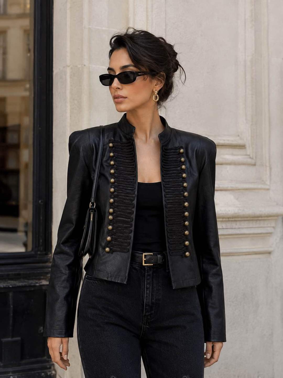 Veste similicuir officier Noir 16207 (taille petit)