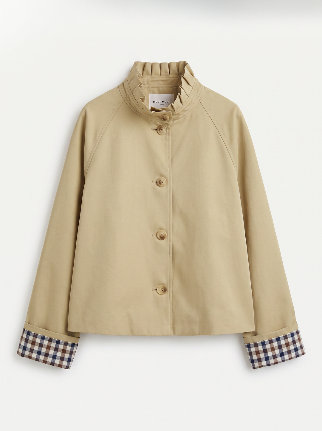 Veste Beige manche rever carreaux M7575