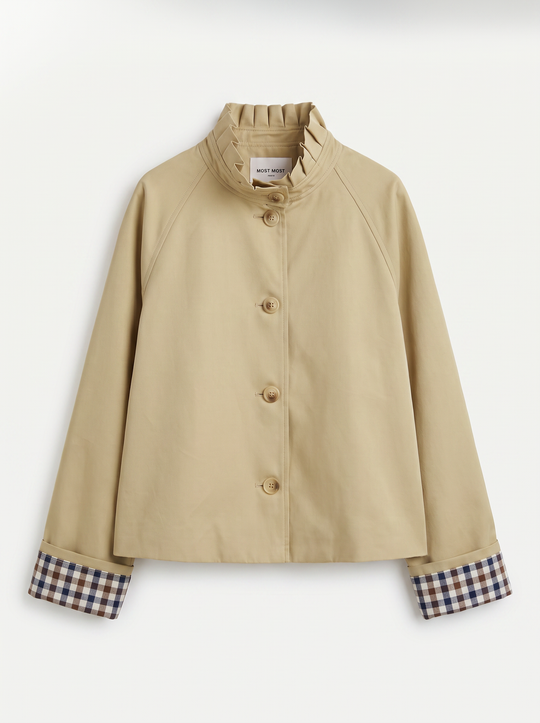 Veste Beige manche rever carreaux M7575