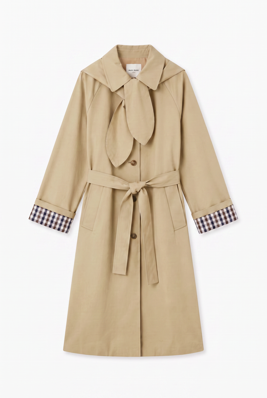 Trench long Beige col attaches  2026