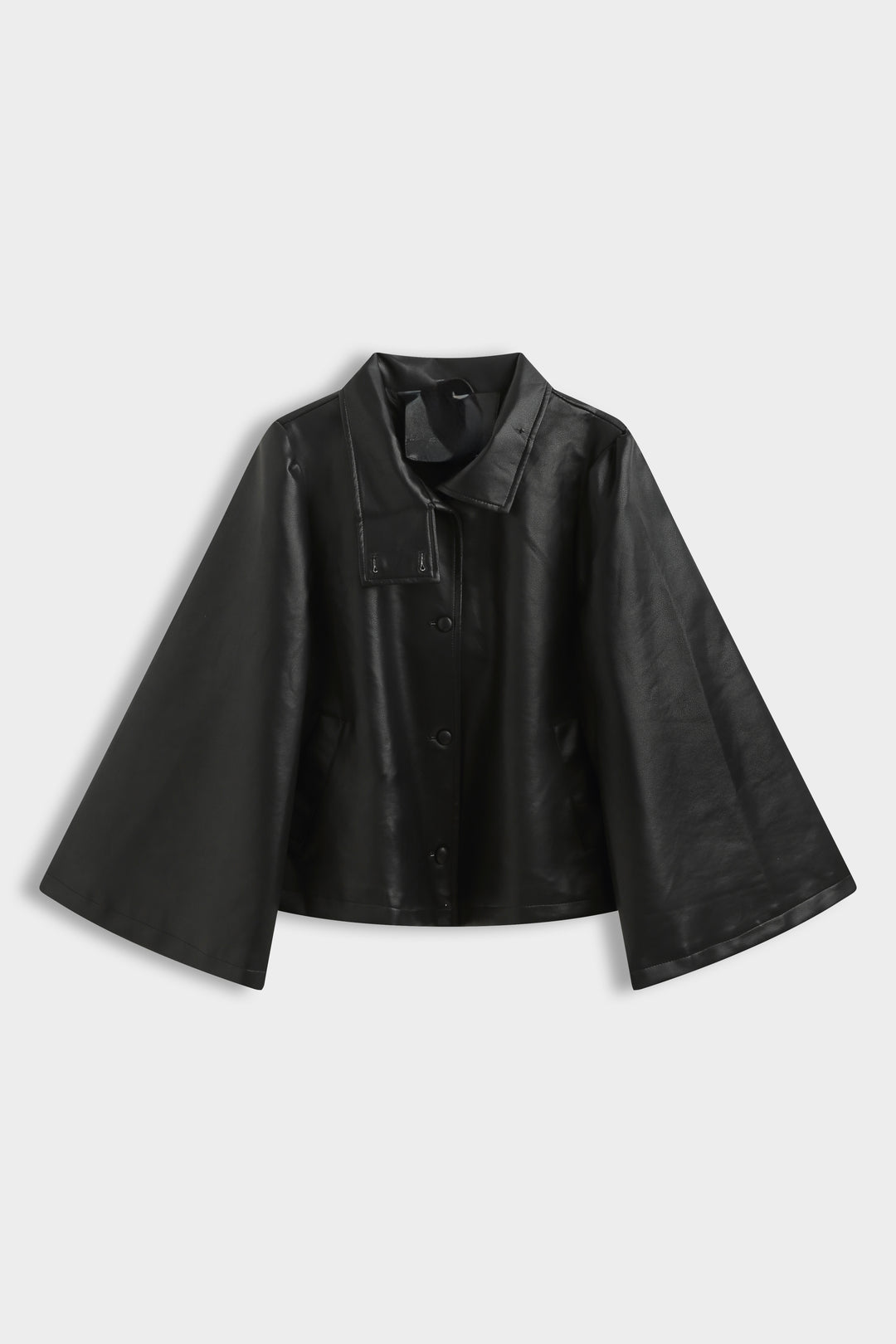 Veste similicuir manches larges Noir Cv2220
