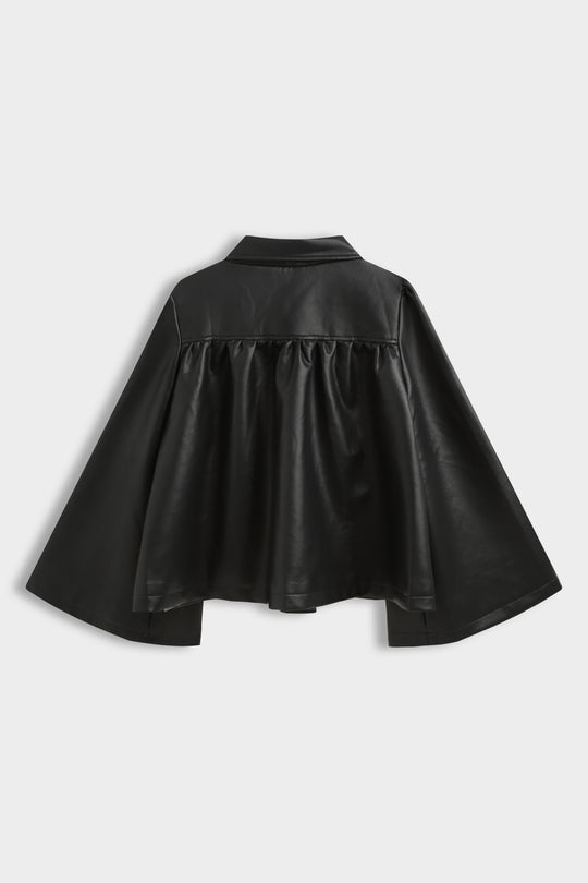 Veste similicuir manches larges Noir Cv2220