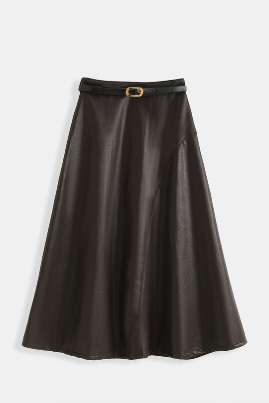 Jupe similicuir évasée Choco 9729