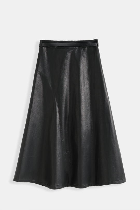 Jupe similicuir évasée Noir 9729
