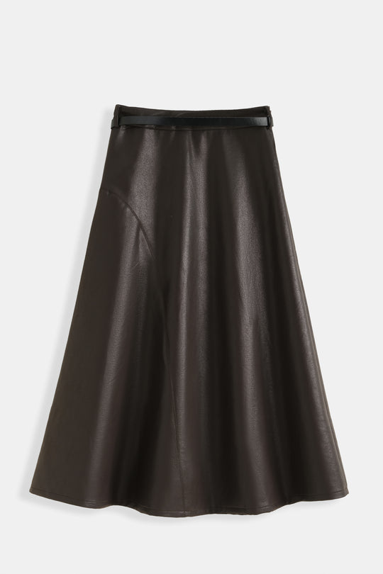 Jupe similicuir évasée Choco 9729