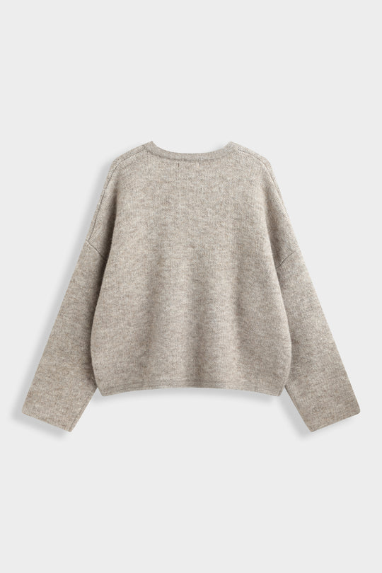 Pull gilet boutons asiatique En Taupe 91070