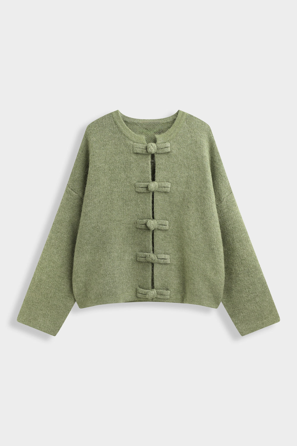Pull gilet boutons asiatique En Vert 91070