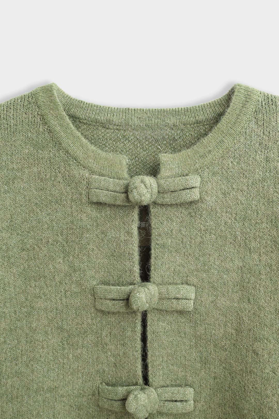 Pull gilet boutons asiatique En Vert 91070