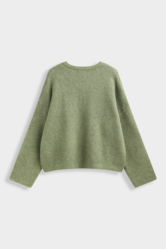 Pull gilet boutons asiatique En Vert 91070