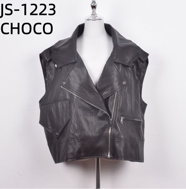 Veste similicuir sans manches choco 1223