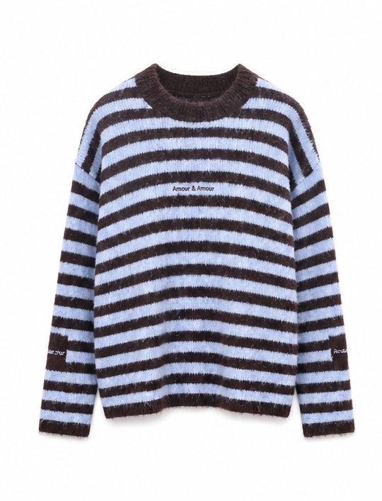 Pull rayure bleu/choco amore 6831