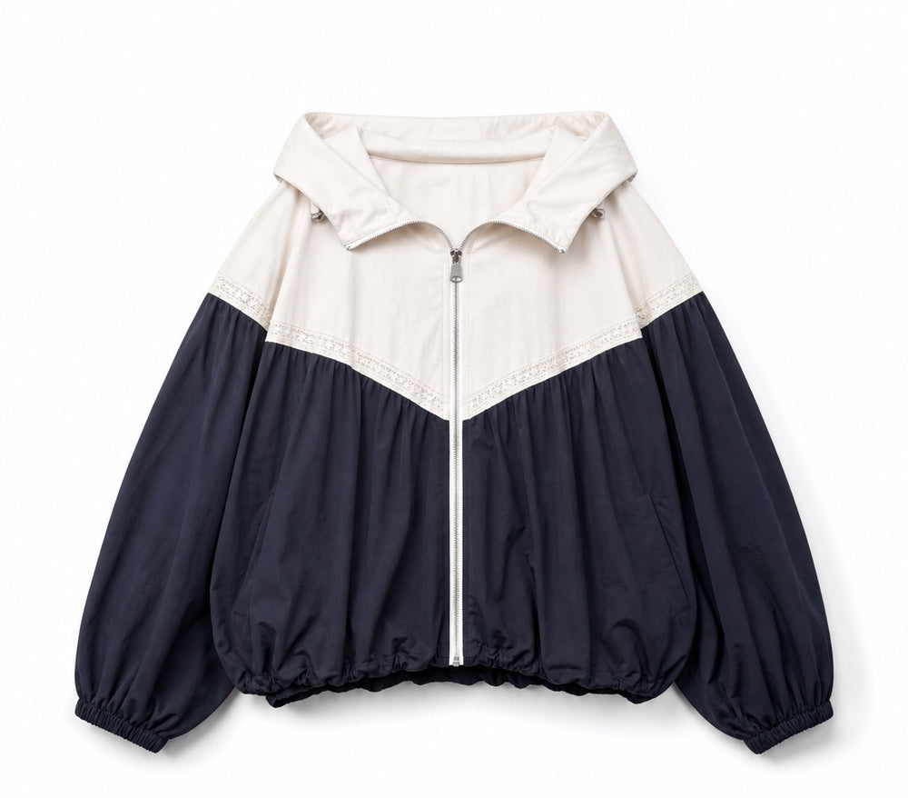 Veste capuche bi-coloris bleu 1267