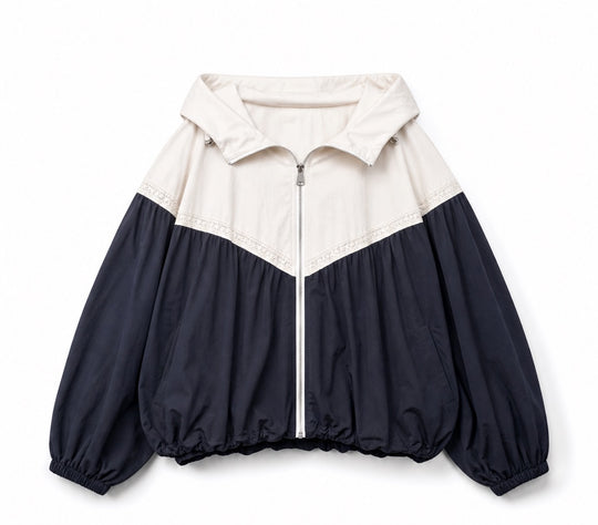 Veste capuche bi-coloris bleu 1267