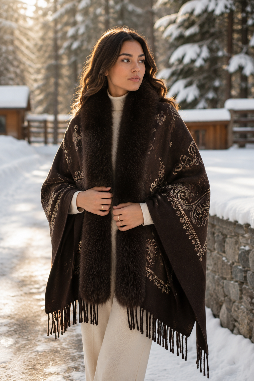 Cape fourrure choco 68037