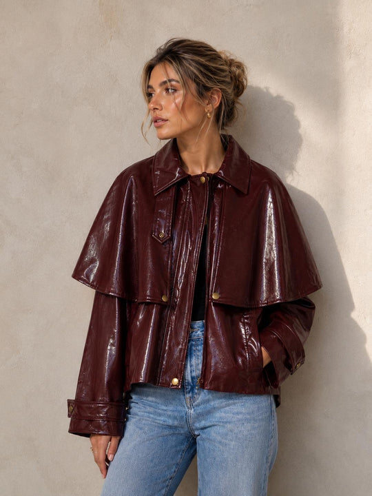 Veste cape similicuir Bordeaux 526