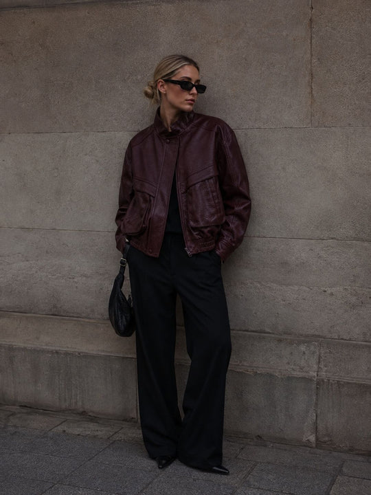 Veste bomber similicuir  Bordeaux 202321