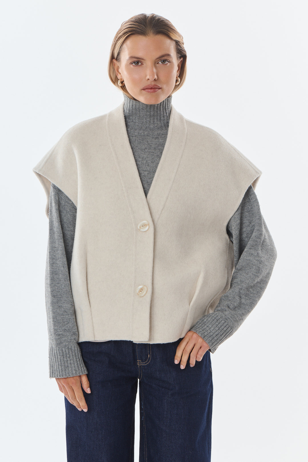 Gilet laine sans manches TINA 716809 Ecru