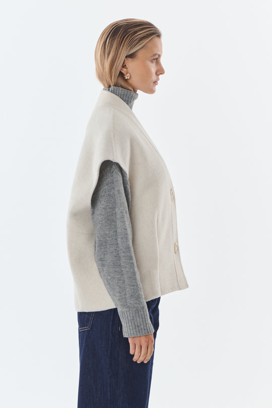 Gilet laine sans manches TINA 716809 Ecru